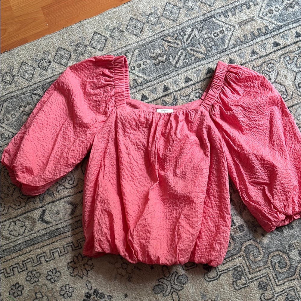 AYR Pink Smocked Puff Sleeve Blouse